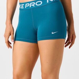 NWT Nike Pro Teal Bike Shorts with Contrast Waistband